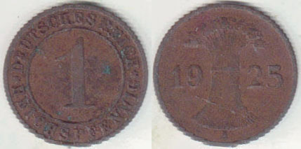 1925 A Germany 1 Reichspfennig A008296